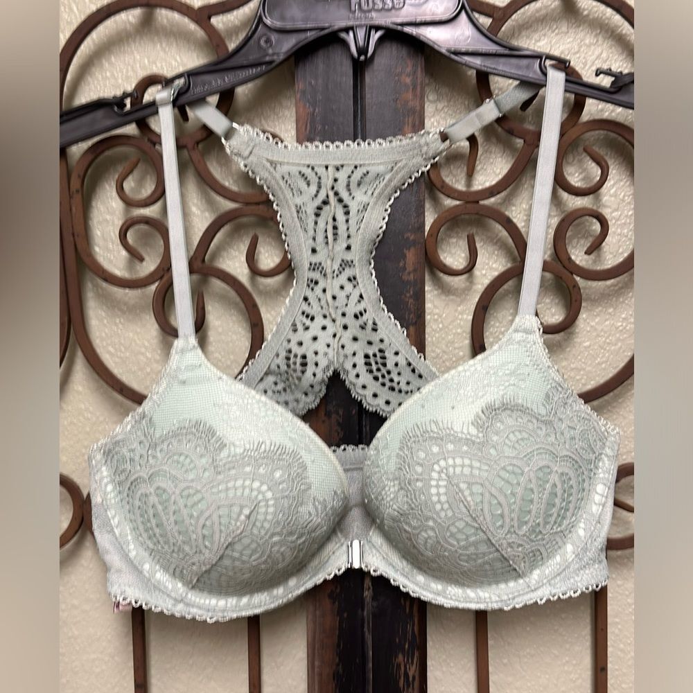Victorias Secrets dream angels silver lace with Chantelle back push up bra
